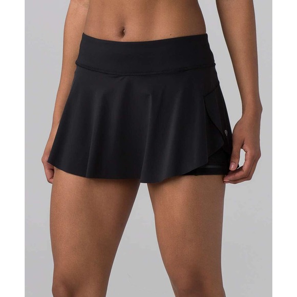 lululemon athletica Dresses & Skirts - Lululemon Quick Pace Skirt Shorts Skort Black Wicking Stretch Size Size 2 H13785